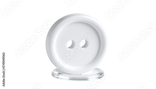 3D shiny white two-hole button