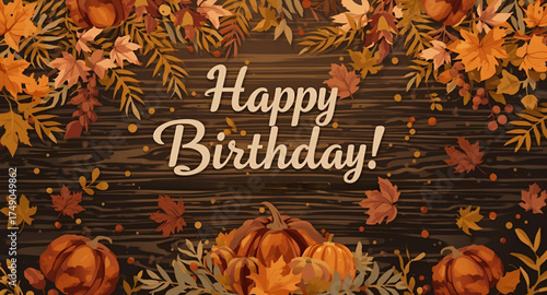 halloween background with pumpkin Happy birthday 