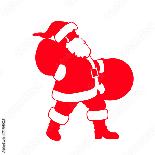 silhouette of santa claus carrying a sack of gifts, festive christmas design
