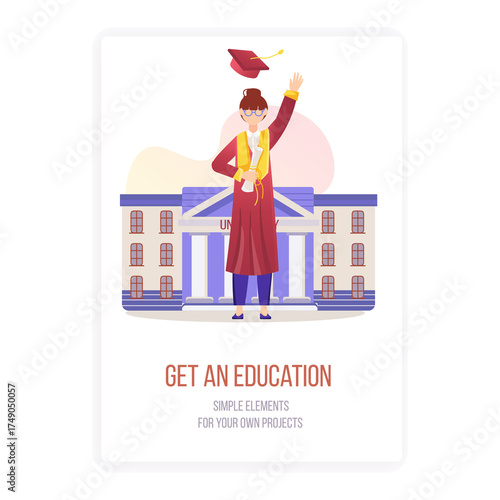 Wallpaper Mural Graduation Day Celebration A Young Scholar Tosses Cap in The Air Outside An Academic Building Wearing Traditional Regalia Torontodigital.ca