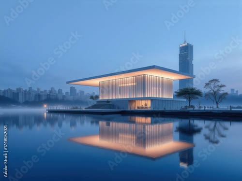 Wallpaper Mural 
keyword: building, modern, architecture, structure, glass, light, reflection, water, lake, city, s Torontodigital.ca