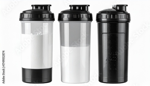 Wallpaper Mural Set of Three Shaker Bottles in Silver, Black, and White on Transparent Background Torontodigital.ca