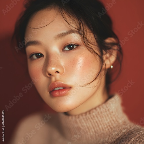 Serene Woman's Portrait Bathed in Warm Golden Light _ai_generated