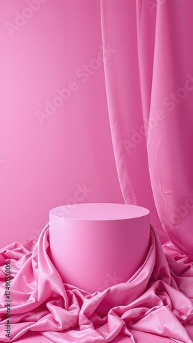Wallpaper Mural 
keyword: pink, podium, fabric, drapery, background, studio, minimal, design, fashion, displa Torontodigital.ca