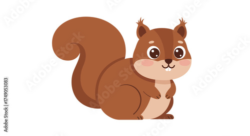 Cartoon Squirrel with Bushy Tail and Cheerful Expression