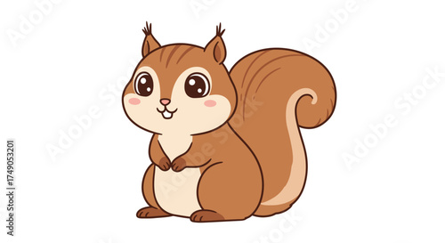 Cartoon Squirrel with Big Eyes and Bushy Tail Illustration