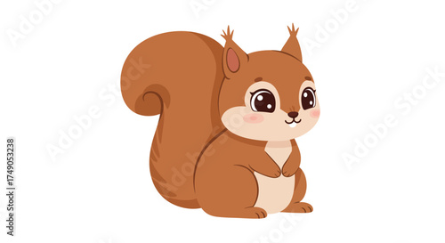 Cartoon Squirrel with Bushy Tail and Big Eyes
