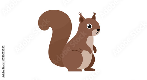 Cartoon Squirrel with Bushy Tail and Small Ears