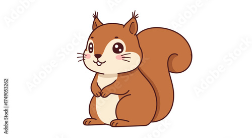 Cartoon Squirrel with Bushy Tail and Cute Expression