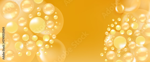 Hyaluronic acid and Niacinamide hair and skin solutions ad, gold collagen serum drop with cosmetic advertising background ready to use, illustration vector.