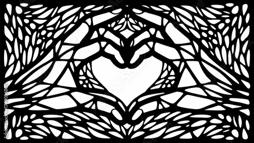 Modern abstract heart design element perfect for laser cutting and creative projects