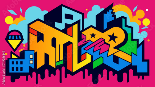 urban graffiti vibrant colors collage