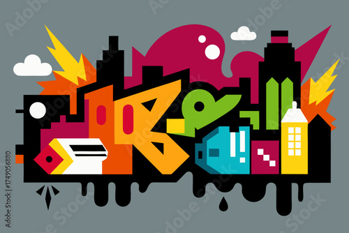 urban street art graffiti collage