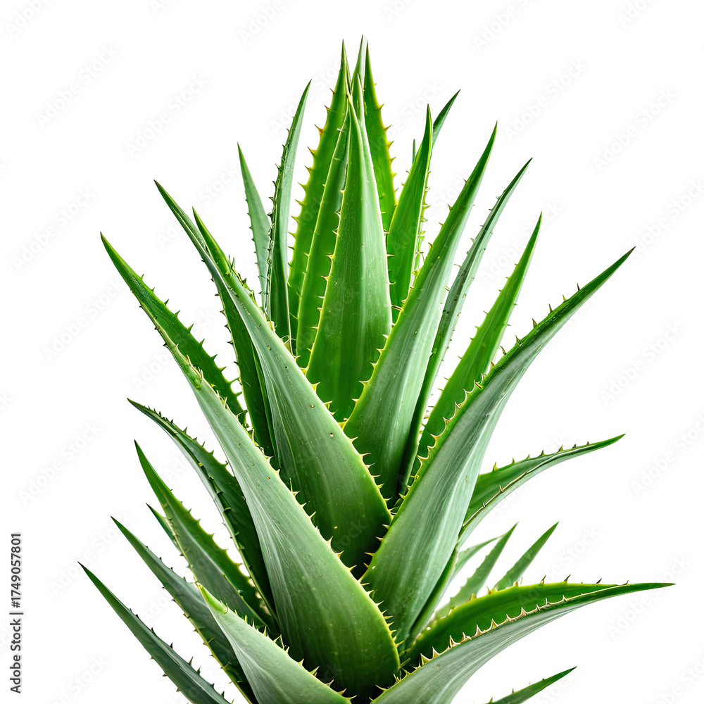 Fototapeta premium Close up, green plant with sharp edges, radiating from a central core