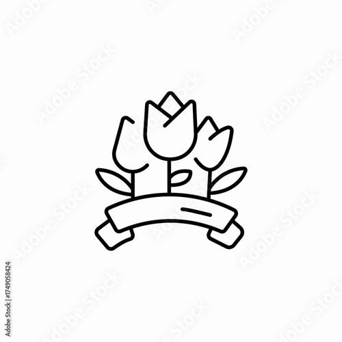 flowers ribbon celebration icon sign vector