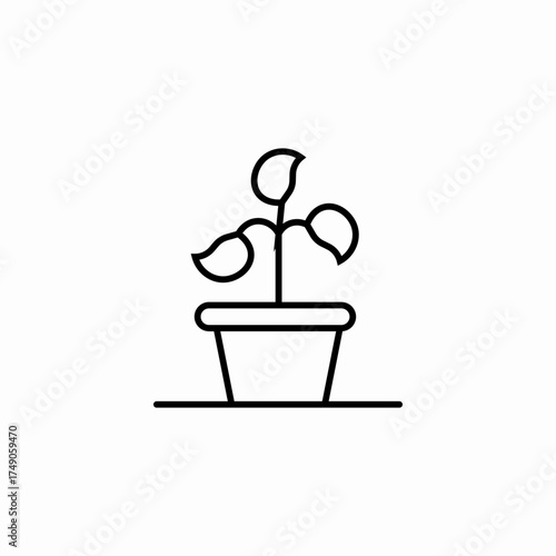 potted plant growing icon sign vector
