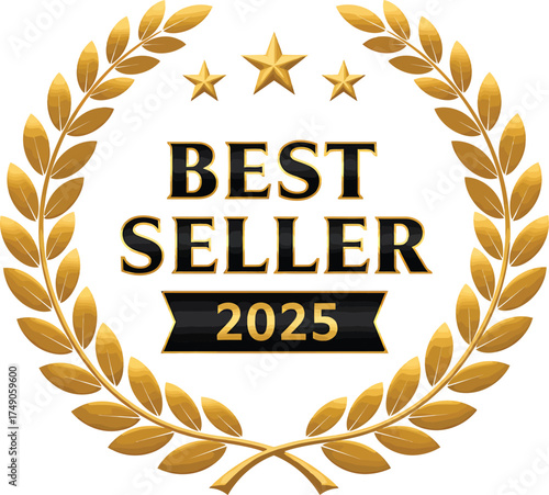 Golden laurel wreath best seller 2025 silhouette isolated on transparent background