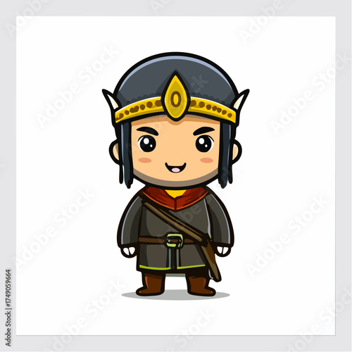 Child warrior character with transparent background