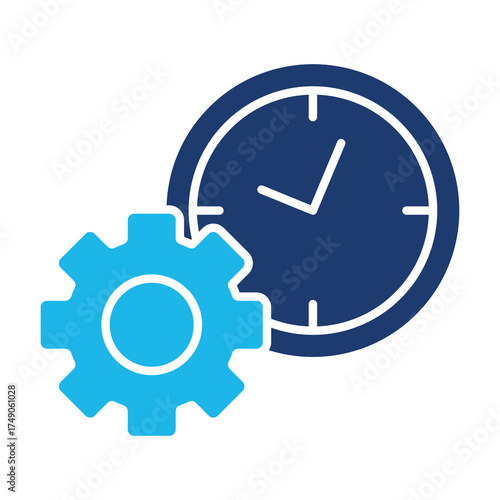 Productivity Icon In Blue Monochrome Flat Design, Vector Illustration