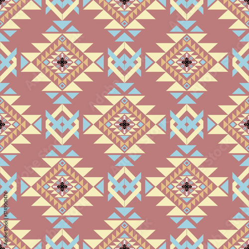 Geometric Ethnic pattern, Native American tribal fabric, tile, carpet, vector, illustration design, on a pastel tone background 