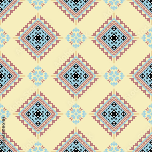 Geometric Ethnic pattern, Native American tribal fabric, tile, carpet, vector, illustration design, on a pastel tone background 