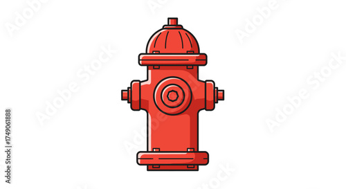 Cartoon Style Red Fire Hydrant Illustration.