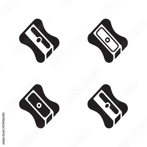 Manual Pencil Sharpener Office Icons Set