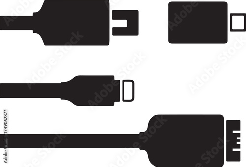 USB Connector Icons Set - A, B, C, Micro and Mini