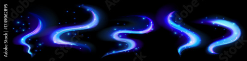 Ice magic swirl wind for game winter. Swirl effect blue ice with glimmer light.
