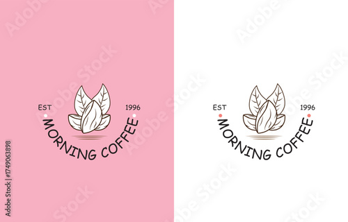 Print Coffee, beans, logo, vector, minimalist, line art, illustration, circular, vintage, retro, classic, established, cafe, coffee shop, brand identity, branding