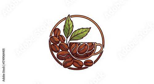 icon coffe shop vector logo green beans luxury design 