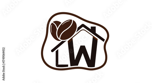 icon coffe shop vector logo green beans luxury design 