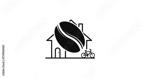 icon coffe shop vector logo green beans luxury design 