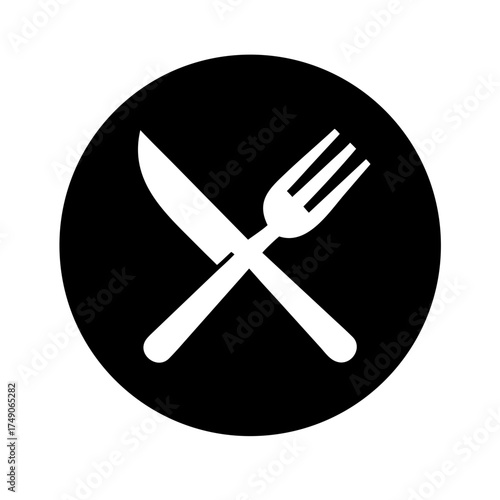 A set of fork, spoon, and knife icons used for food, restaurant, or kitchen cutlery descriptions