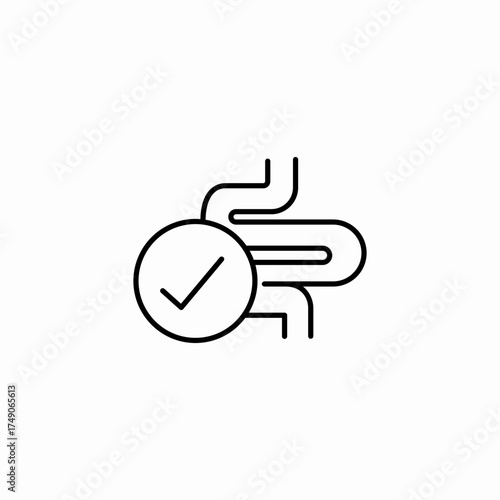 healthy intestine check icon sign vector