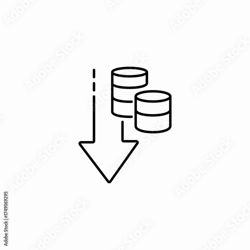 coins arrow down icon sign vector