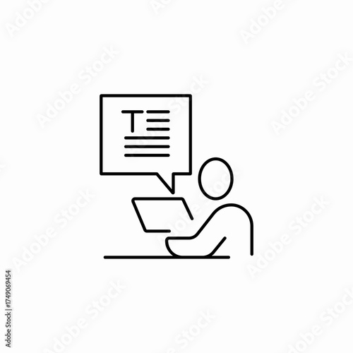 person typing text icon sign vector
