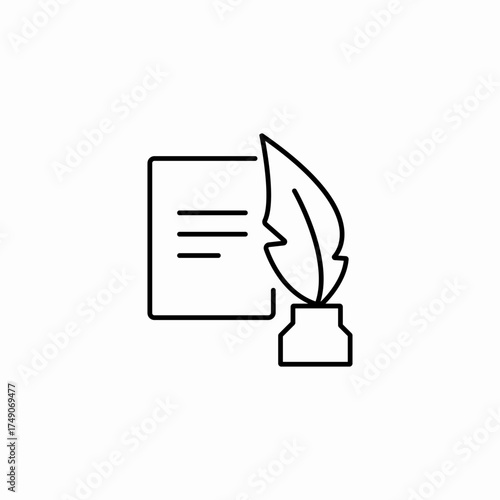 quill inkwell document icon sign vector