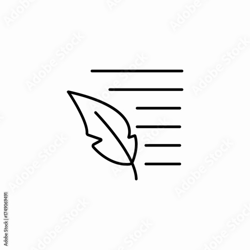quill on lines icon sign vector