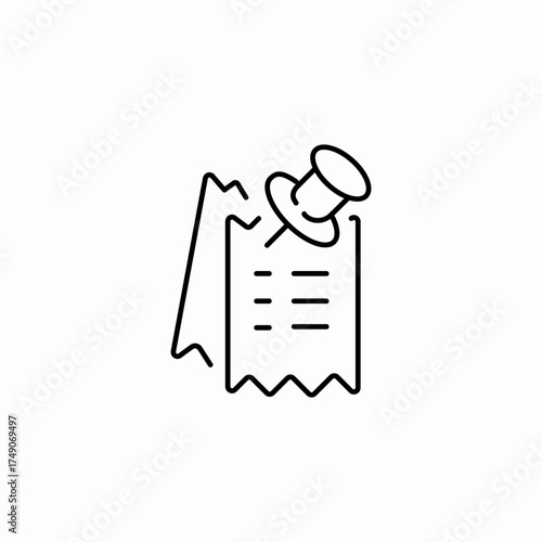 pinned paper receipt icon sign vector