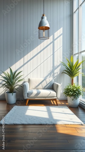 Modern Living Room with Natural Light and Indoor Plants
