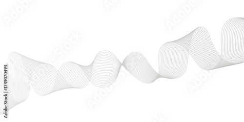 Abstract white and gray wave line futuristic technology flowing particles. modern curved wave smooth stripe seamless pattern. digital frequency track equalizer. stylized wave line art background.