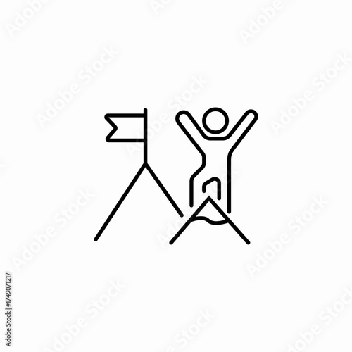 success flag mountain icon sign vector