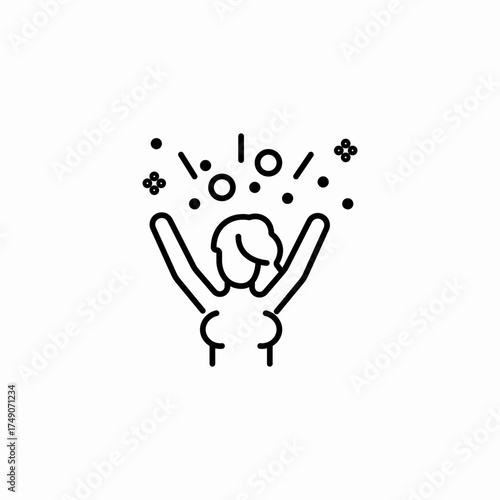 woman celebrating confetti icon sign vector