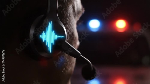 emergency responder headset communication blue sound waves