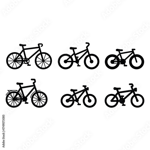Bicycle icon set collection in flat design style