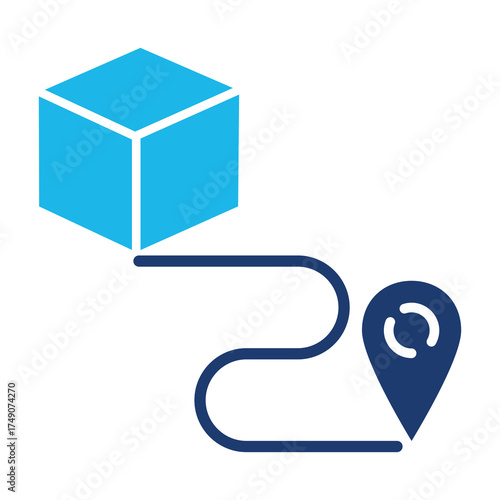 Shipping Icon In Blue Monochrome Flat Design, Vector Illustration