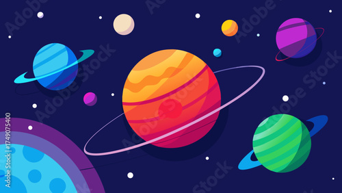 space planets collage colorful orbits