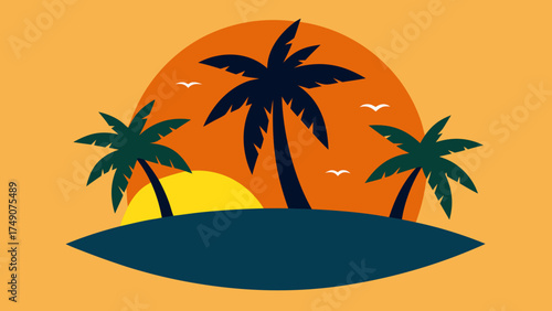 Wallpaper Mural tropical island collage palm trees sunset Torontodigital.ca