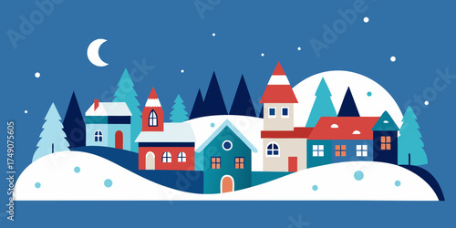 winter holiday village collage snow